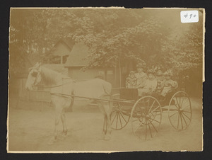 Peterson family with Prince in the Democrat Wagon, about 1898