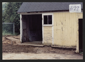 Circa 1870's town hall construction shed, before Statler Gilfillen restored it, 1989