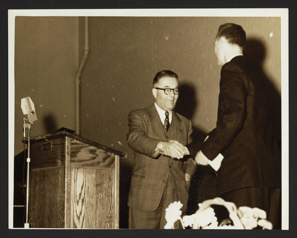 Lawrence Stone and Morley Piper, dedication of Cutler School