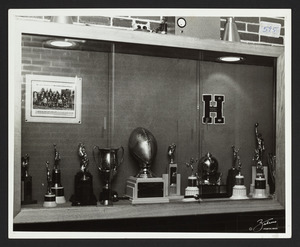 Trophy case, jr. sr. high school, corner Linden and Union Sts.