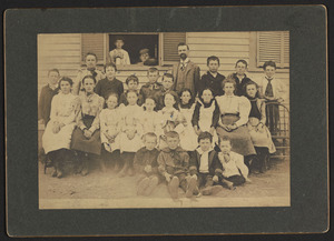 Mrs. Robie and West School Hamilton, about 1897-1898