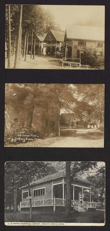 Church houses, Skinner Ave., L.B. Bates, Memorial Library, Asbury Grove, Mass.