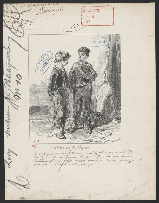 J'te chippe, un supposé, ta toupie, bon! qu'est-ce que tu dis? Tu dis - Zidor est - un'canaille. Pourquoi? Pa'ce que nous aurions la même opinion. Mais si nous aurions - pas la même opinion, tu peux pas, pa'ceque c'est politique