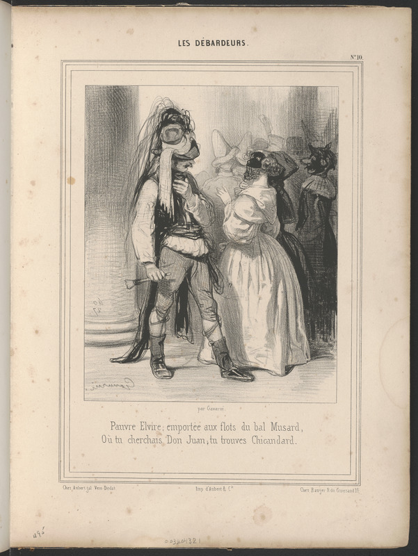 Pauvre Elvire, emportée aux flots du bal Musard, Où tu cherchais Don Juan, tu trouves Chicandard