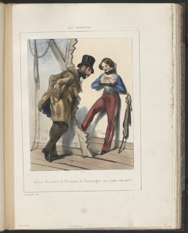 Merici, monsieur le marquis, le champagne me porte aux nerfs