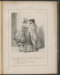 (Bas) En v'la t'i des historires! ton abomination d'Angélique qui m'abime - auprès d'Achille rapport à toi!...et Achille qui me fait une scène!... - mais une scène...juge un peu!... - (Haut) "Celui qui met un frein à la fureur des flots, Sait aussie des méchans (sic) arrêter les complots." (Bas) N'as pas peur!