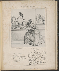 La lettre qu'on lit. - Je vous attendrais - à la grande Chaumière - Barriere du Rocheauert - Dimanche à l'heure que - vous me diré, où dans - un autre lieu que vous me désignerai. - La réponse qu'on cachette. - Monsier - Je sui au desespoire de ne - pouvoire me rande près de vous de puis deux jour je sui retenu - par un malle de genout qui - me force de gardere le lit au - moment de partire je été - obligés de me remaitre - au lit il fot esperer que - sela vat alé mieux