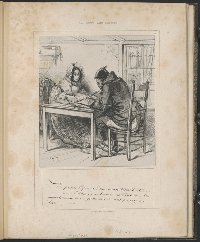 "Je prends la plume d'une main tremblante... - ...mon Julien! mes larmes me troublent la - toublent la (ces deux derniers mots rayés) vue, je ne sais si vous pourrez me - lire..."
