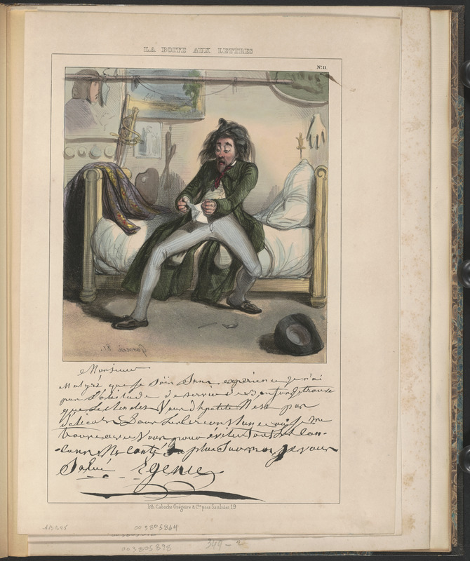 Monsieur, - malgré que je sois sans expérience je n'ai - pas l'abitude de servir de Boufou je trouve - que le Rendez Vous dhypolite N'est pas - délicats Dans les Circonstance où je me - trouve avec Vous pour éviter tous les Can - cans Ne conté su (ces deux lettres biffées) plus sur moi. je vous - salue. - Egénie