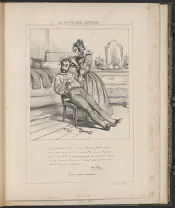 J'ai ta lettre cherie, ô mon Ernest, je la presse - sur mon cœur et la couvre de mes baisers...qu'il - m'est doux de penser que tu en fair autant - de la - mienne. Comme l'amour sait poctiser les choses les - plus vulgaires! - Ton Elise. - Ernest s'en fait des papillottes