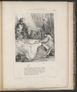 Paris ce 183 - M - Madame Larabe, Commissionnaire au Mont - de Pieté, rue des Martyrs no. 40 au coin de la - rue de l'avale, a l'honneur de vous prier de - passer le plus tôt possible à son bureau pour - dégager ou renouveler l'article No. 9720 - étant sur le point d'être vendu