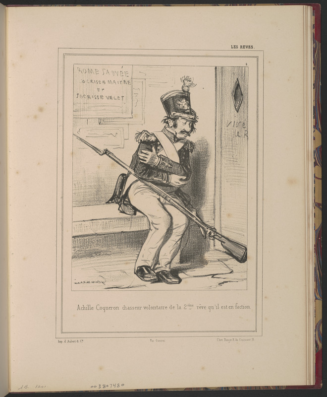 Achille Coqueron, chasseur volontaire de la 2éme, rêve qu'il est en faction