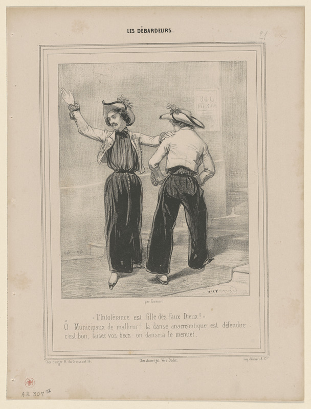 "L'Intolérance, cette fille des faux dieux!" - O municipaux de malheur! La danse anacréontique est défendue... - C'est bon, taisez vos becs, on dansera le menuet