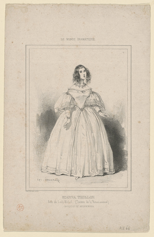 Me. Anna Thillon. - Rôle de Lady Melvil, théâtre de la Renaissance - Croquis de Souvenirs