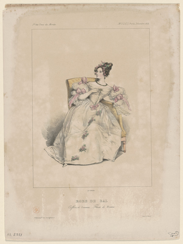 Robe de Bal - Coiffure Jouenne, fleurs de Nattier
