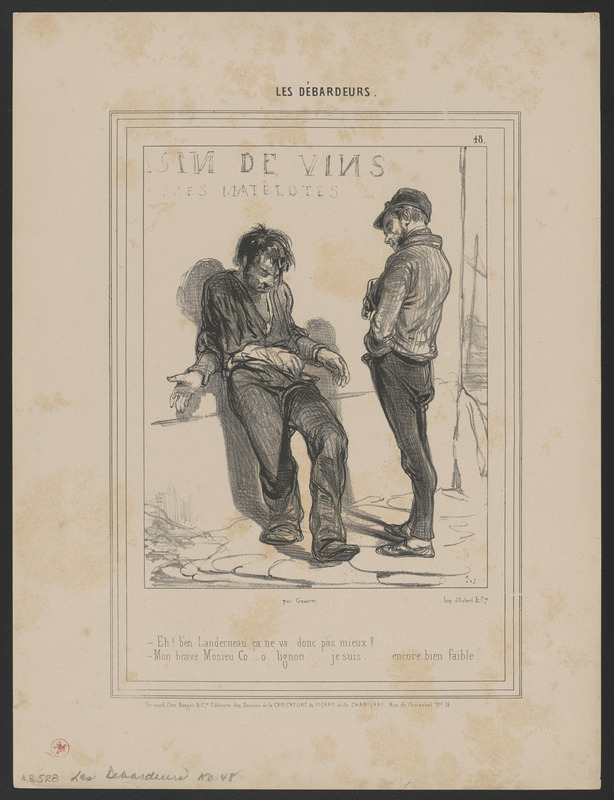 Eh! b'en Landerneau ça ne vas (sic) donc pas mieux? - Mon brave mosieu Co...o...lignon...je suis...encore bien faible
