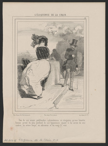 Une de ces mines pudibondes, calamiteuses et résignées, qu'une honnête - femme prend du plus profond de ses hypocrisies quand il lui arrive de ren - contrer, en même temps, un adorateur et un coup de rent