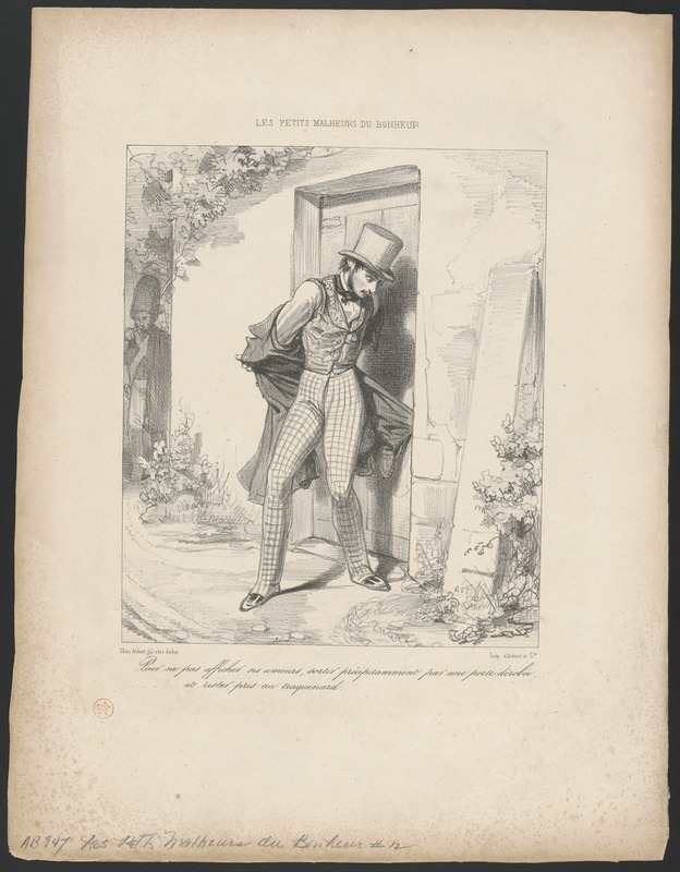 Pour ne pas afficher ses amours, sortir précipitamment par une porte dérobée - et rester pris au traquenard