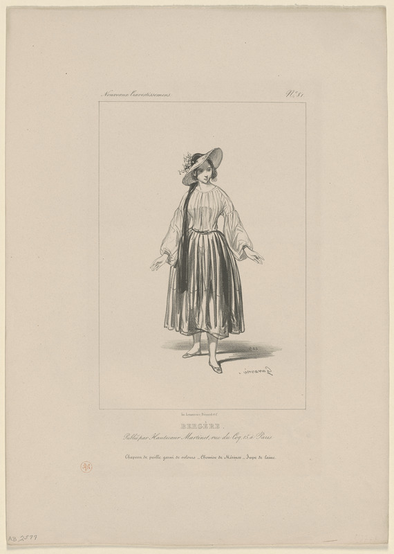 Bergère. - Chapeau de paille garni de velours. Chemise de mérinos. Jupe de laine
