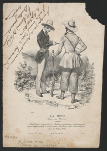 Chasse au marais - Fusils Robert. Veste de coutil, pantalon en coutil de laine, guêtres espagnoles - tressées, chapeau de paille. Veste de velours, pantalons de coutil, chapeau de feutre