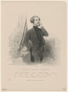 Costume de spectacle d'Humann. - Cravatte (sic) et gants de Mayer. Lingerie de Ferri`ere-Penoma. Chapeau de - Jay. Chaine et épingle de Bon. Intérieur de loge de Maigret. Envois - divers de la maison de commission Lasalle et Cie, 28, rue Taitbout