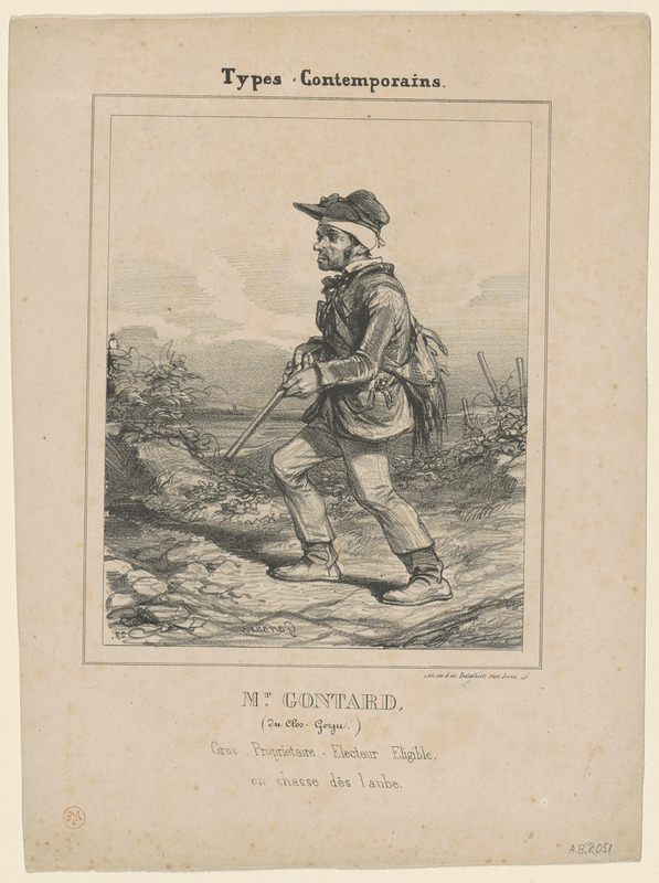 Mr. Gontard, - (du clos-Gorju), - Gros propriétaire, Électeur, Éligible, - en chasse dès l'aube