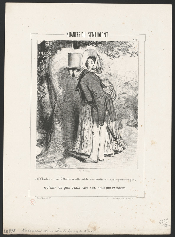 "Mr. Charles a voué Mademoiselle Adèle des sentimens (sic) qui ne passeront pas." - Qu'est-ce que cela fait aux gens qui passent?