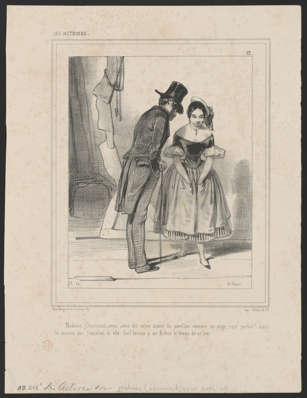 Madame Charmant, vous avez dit votre scène du pavillon comme un ange, c'est parfait! mais - ne montez pas l'escalier si vite, faut laisser à sir Arthur le temps de se tuer
