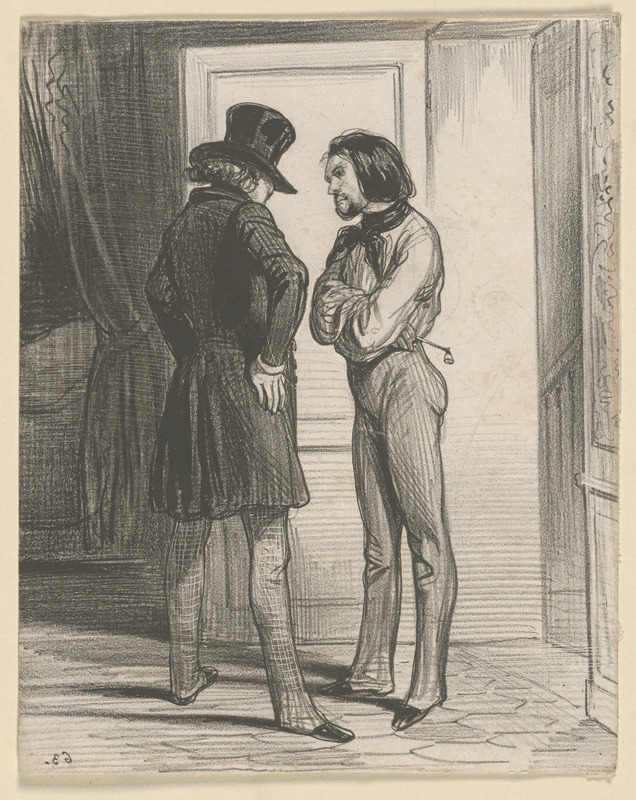 Allons! mon vieux Vautour, il faut m'escompter ces petits trois cents francs, là... - Non vraiment, cinquante écus! Vous n'êtes pas raisonnable!... - Allons deux cents francs pour vous!... Mais donnez-moi cent francs tout de suite