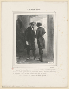 Voyez-vous? là! au second quadrille...des épis de diamants?... - Charmante personne! - Je veux vous présenter après la danse, Vous servez enchanté de faire la connaissance de la Baronne - de Coquardeau... - Je le suis déjà, Mosieu te Baron, d'avoir fait la vôtre!