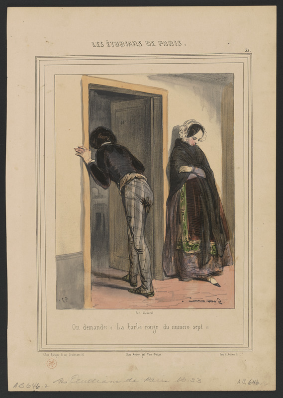 On demande, "La barbe rouge du numéro sept."