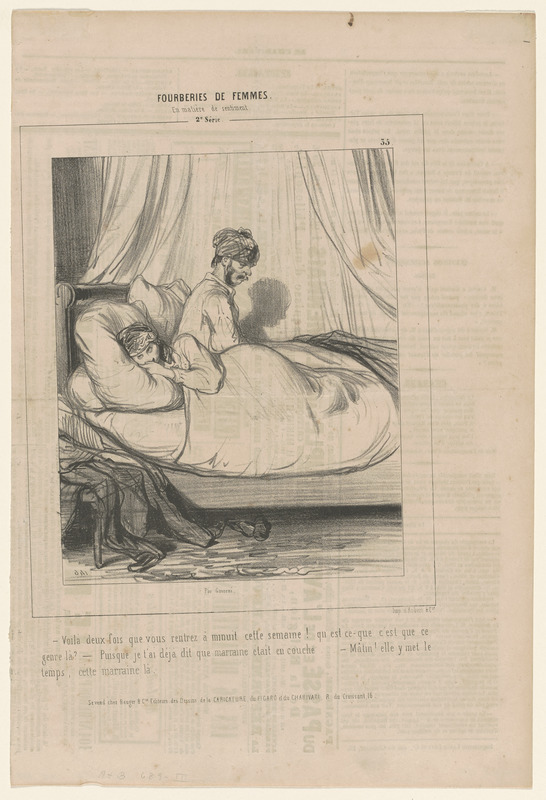 Voilà deux fois que vous rentrez à minuit cette semaine! qu'est-ce que c'est que ce - genre-là? - Puisque je t'ai déjà dit que marraine était en couche... - Mâtin! elle y met le - temps, cette marraine-là