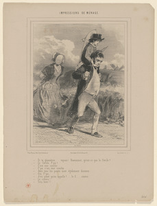 Et ta géomètrie...voyons! Beauminet, qu'est-ce que le Cercle? - Le Cercle, P'pa? - C'est une courbe... - P'pa, c'est une courbe... - dont yous les points son également distants... - Oui, P'pa, - d'un point, qu'on appelle?...le C...centre. - Le centre! - Très bien!!