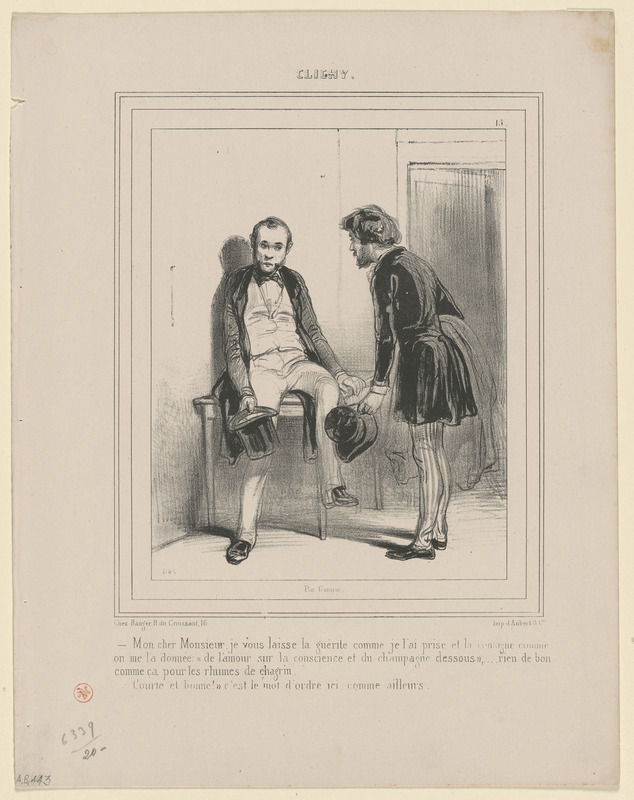 Mon cher monsieur, je vous laisse la guérite comme - je l'ai prise, et la consigne comme on me l'a donnée, "de l'amour sur la conscience et du champagne dessous"...rien de bon - comme ça pour les rhumes de chagrin. "Courte et bonne!" c'est le mot d'ordre ici, comme ailleurs