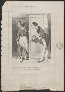 Madame de Saint-Aiglemone, Madame, s'il vous plaît? - C'est ici, Mosieu...M'ame Chiffet!...on te demande