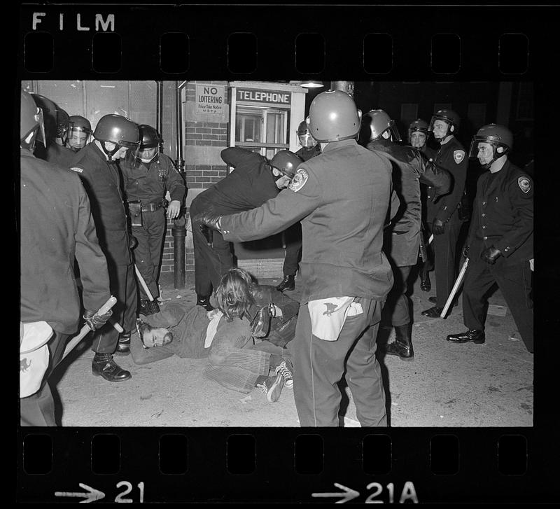 Harvard Square anti-war riot: Police assault demonstrators, Cambridge