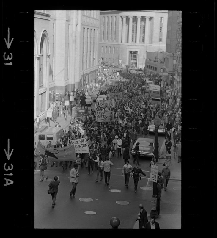 "Free Fred Hampton" parade, downtown Boston (Arch Street)