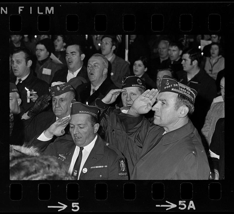 "Blue collar" pro-Vietnam rally: Saluting U.S. flag, Boston