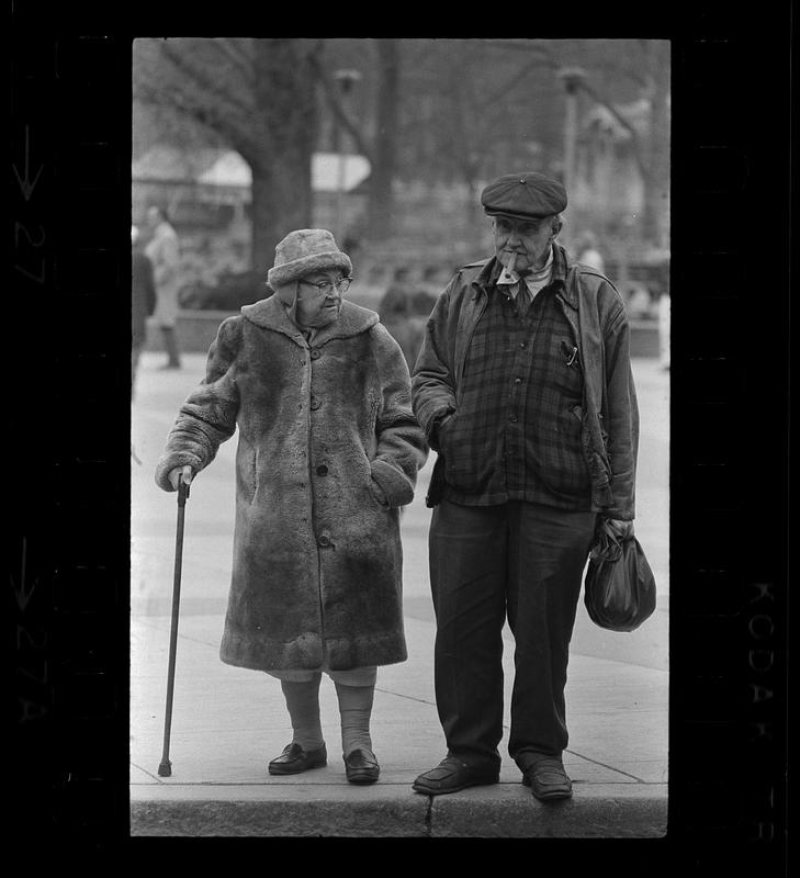 Elderly brother and sister wait to cross Park Street, Boston - Digital ...