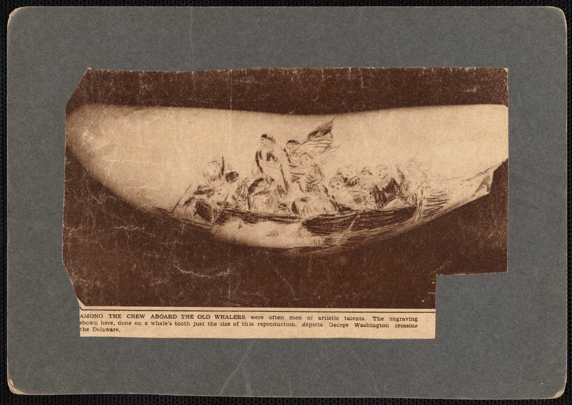 Scrimshaw depicting George Washington crossing the Delaware