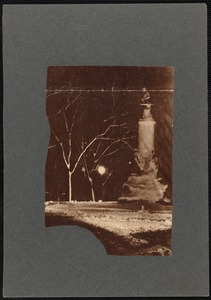 Night time view of Barnard Memorial in snow