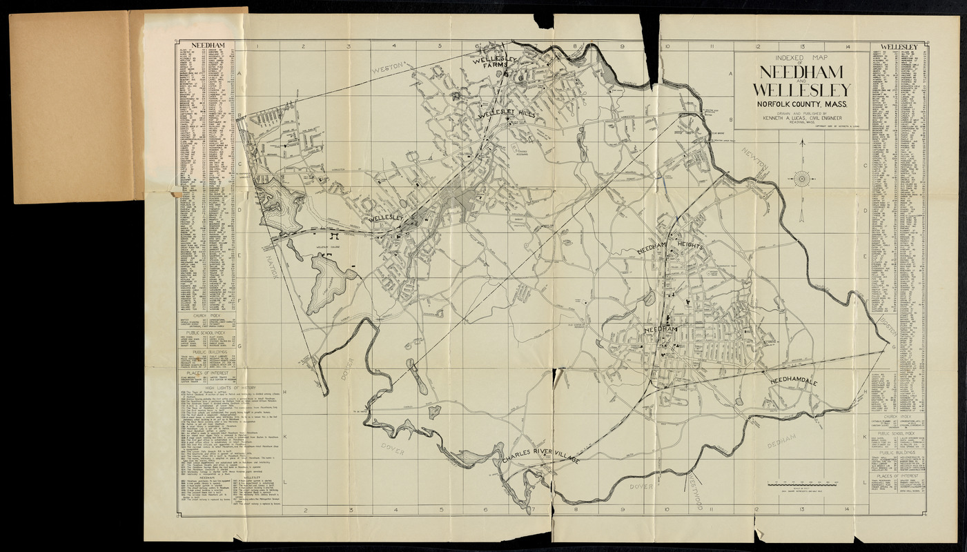 Indexed map of Needham and Wellesley, Norfolk County, Mass.
