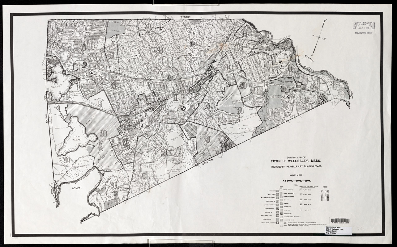 Zoning map of Town of Wellesley, Mass.