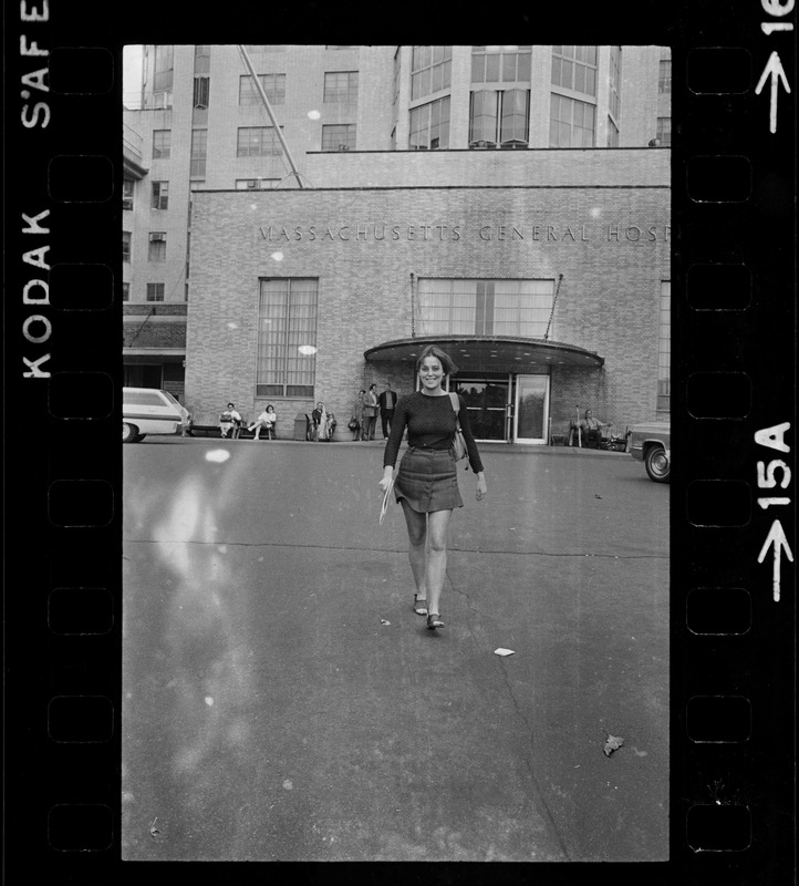 Unidentified woman outside Massachusetts General Hospital