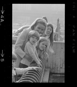 Kathryn White with her children at aquarium