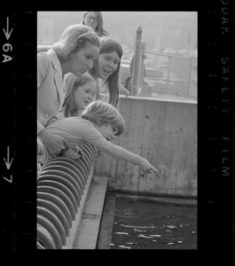 Kathryn White with her children at aquarium