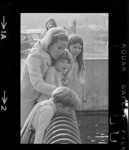 Kathryn White with her children at aquarium