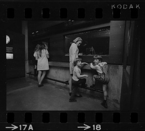 Kathryn White with her children at aquarium