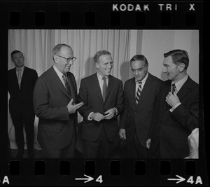 Meeting of the four Democratic gubernatorial primary candidates the morning after the primary, Maurice Donahue, Kevin White, Francis Bellotti, and Kenneth O'Donnell