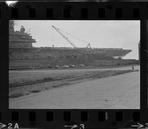 Aircraft carrier USS Wasp at South Boston Naval Annex before leaving for recovery station southeast of Bermuda to pick up Gemini 9 astronauts